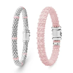 New Pink Ceramic Caviar Bracelet Gift Set Silver