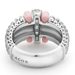 Clearance Pink Ceramic Caviar Diamond Ring Caviar Rings