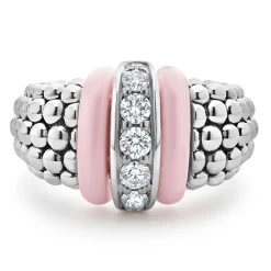 Clearance Pink Ceramic Caviar Diamond Ring Caviar Rings