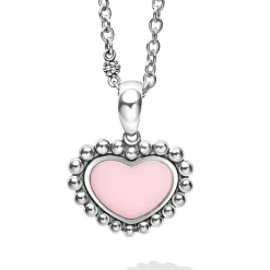 Store Pink Ceramic Heart Necklace Gemstones
