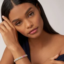 Sale Pink Sapphire Caviar Bracelet | 9Mm Two-Tone