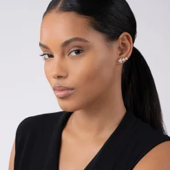 Store Pyramid Crawler Diamond Studs Two-Tone