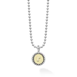 Hot R Initial Charm Necklace Two-Tone