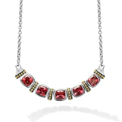 Cheap Rhodolite Garnet Five Station Necklace Gemstones