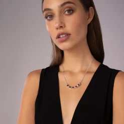 Cheap Rhodolite Garnet Five Station Necklace Gemstones