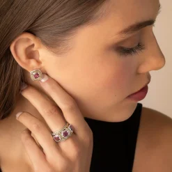 Flash Sale Rhodolite Garnet Stacking Rings Two-Tone