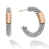 Fashion Rose Gold Station Caviar Hoop Earrings Hoop Earrings