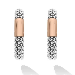 Fashion Rose Gold Station Caviar Hoop Earrings Hoop Earrings