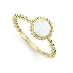Discount Round Mother Of Pearl Stacking Ring Gold