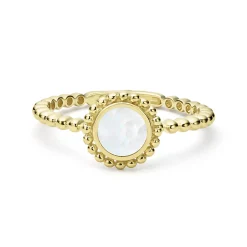 Discount Round Mother Of Pearl Stacking Ring Gold