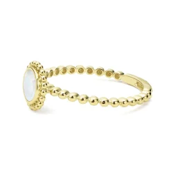 Discount Round Mother Of Pearl Stacking Ring Gold
