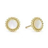 Hot Round Mother Of Pearl Stud Earrings Gold