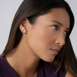 Hot Round Mother Of Pearl Stud Earrings Gold