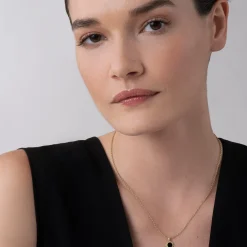 Sale Round Onyx Pendant Necklace Gold