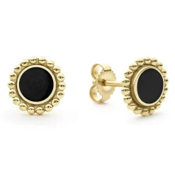 Sale Round Onyx Stud Earrings Gold