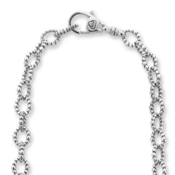Hot Seven Circle Diamond Link Necklace Silver