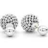 Fashion Silver Beaded Front-Back Earrings Silver