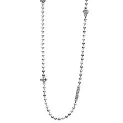 Shop Silver Caviar Beaded Necklace Silver