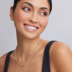 Cheap Silver Caviar Beaded Necklace Chains