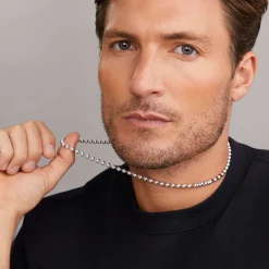 Outlet Silver Station Caviar Beaded Necklace Necklaces & Chains