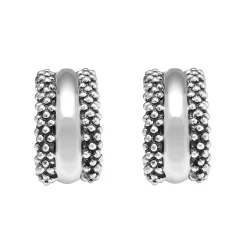 Online Silver Station Caviar Huggie Earrings Silver