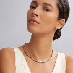 Store Silver Station Ceramic Beaded Necklace 3Mm Silver