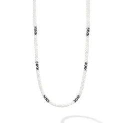 Clearance Silver Station Ceramic Beaded Necklace 3Mm Silver
