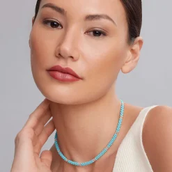 Online Silver Station Ceramic Beaded Necklace 5Mm Silver