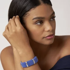 New Silver Station Statement Ceramic Caviar Bracelet | 23Mm Two-Tone