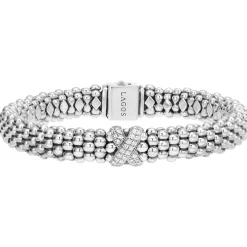 Best Silver X Caviar Diamond Bracelet | 9Mm Silver