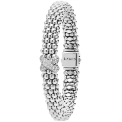 Best Silver X Caviar Diamond Bracelet | 9Mm Silver