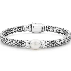 Store Silver X Pearl Caviar Bracelet | 6Mm Silver