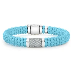 Fashion Single Station Ceramic Diamond Bracelet | 9Mm Silver