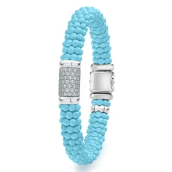 Fashion Single Station Ceramic Diamond Bracelet | 9Mm Silver
