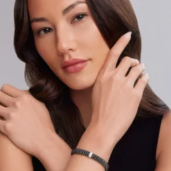 Best Single Station Ceramic Diamond Bracelet | 9Mm Silver