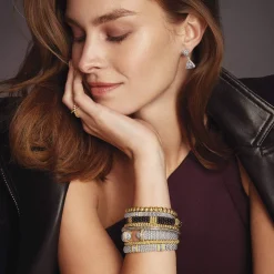 Cheap Single Station Diamond Caviar Bracelet | 6Mm Two-Tone