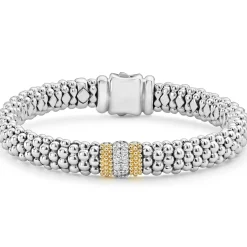 Fashion Single Station Diamond Caviar Bracelet | 9Mm Two-Tone