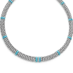 Online Single Station Diamond Caviar Necklace Silver