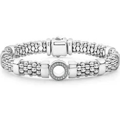 Shop Single Station Diamond Circle Caviar Bracelet | 9Mm Silver