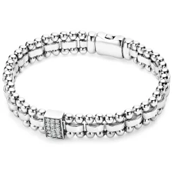 Hot Single Station Diamond Link Bracelet Silver