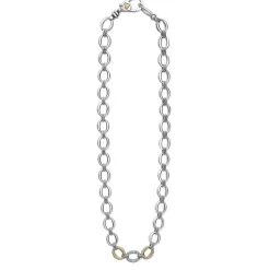 Sale Single Station Diamond Link Necklace Two-Tone