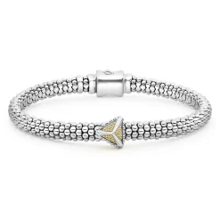 Fashion Single Station Pyramid Caviar Bracelet | 6Mm Two-Tone
