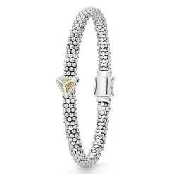 Fashion Single Station Pyramid Caviar Bracelet | 6Mm Two-Tone