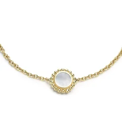 Best Sale Single Station Round Mother Of Pearl Bracelet Gold
