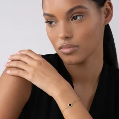 Outlet Single Station Round Onyx Bracelet Gold