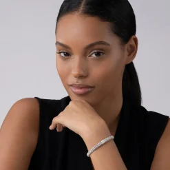 Clearance Single Station X Silver Diamond Bracelet | 6Mm Diamonds