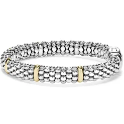 Shop Six Gold Station Caviar Bracelet | 9Mm Two-Tone