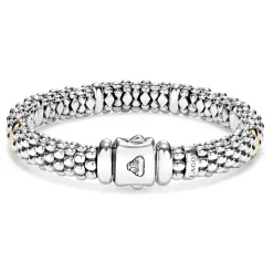 Shop Six Gold Station Caviar Bracelet | 9Mm Two-Tone