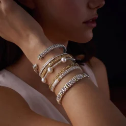 Shop Six Gold Station Caviar Bracelet | 9Mm Two-Tone