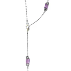 Cheap Six Station Amethyst Necklace Two-Tone
